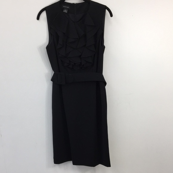 Spense Dresses & Skirts - Spense Sleeveless Ruffle Front Belted Black Sheath Dress Size 8 EXCELLENT